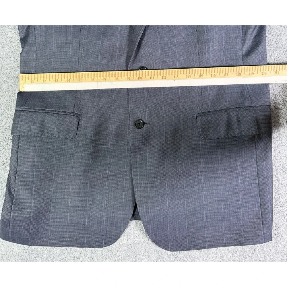 Ermenegildo Zegna Traveller Saks 100% Wool Blazer Blue Windowpane 42R Italy Made